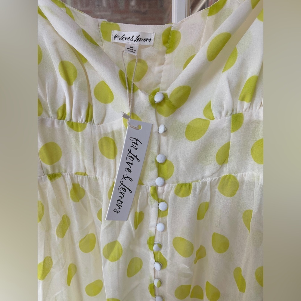 For Love And Lemons Megan Yellow Polka Dot Maxi Cover Up Dress Size M NWT - Picture 4 of 5